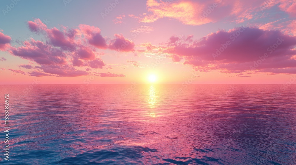 Obraz premium Peaceful sunset over calm ocean