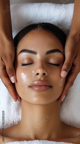 A serene facial treatment session with skincare products, emphasizing relaxation, wellness, and beauty enhancement in a spa setting.