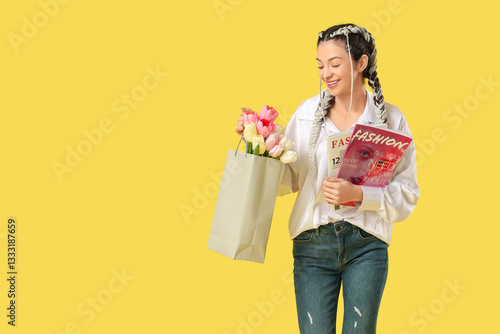 Happy young woman with brai...