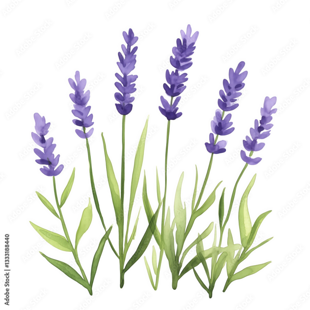 Fototapeta premium Lavender Illustration on White Background