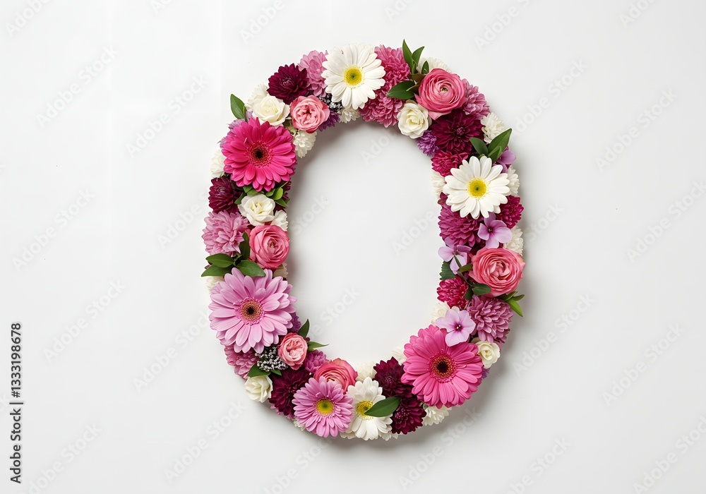 Floral Letter O - Springtime Masterpiece on a Pristine White Canvas Floral Letter O - Springtime Masterpiece on a Pristine White Canvas