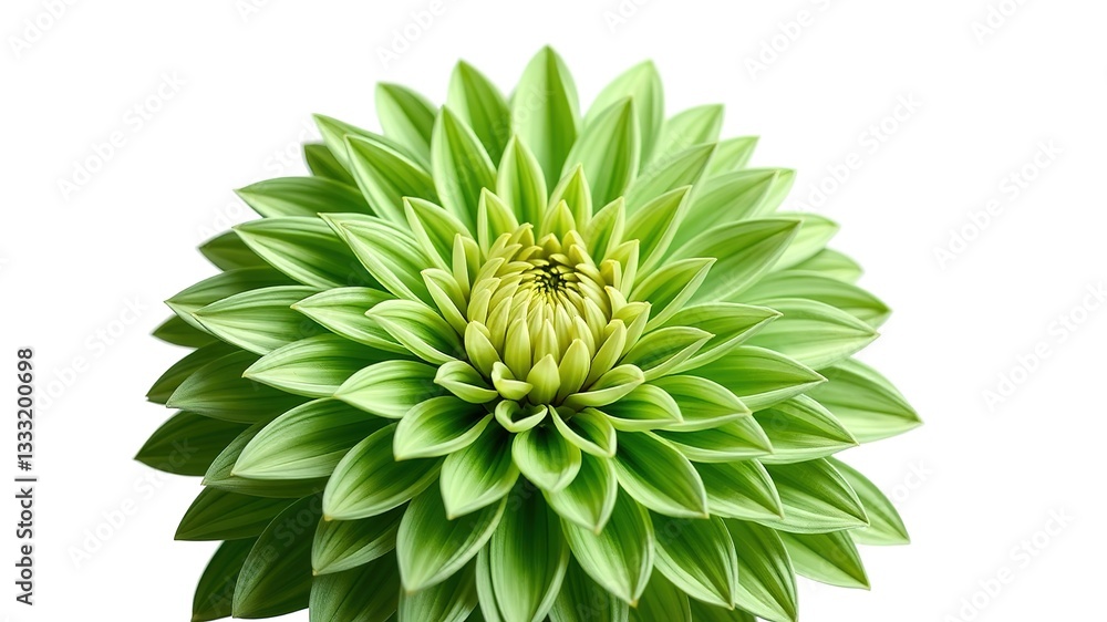 Obraz premium Vintage Green Dahlia Flower on White Background, Closeup