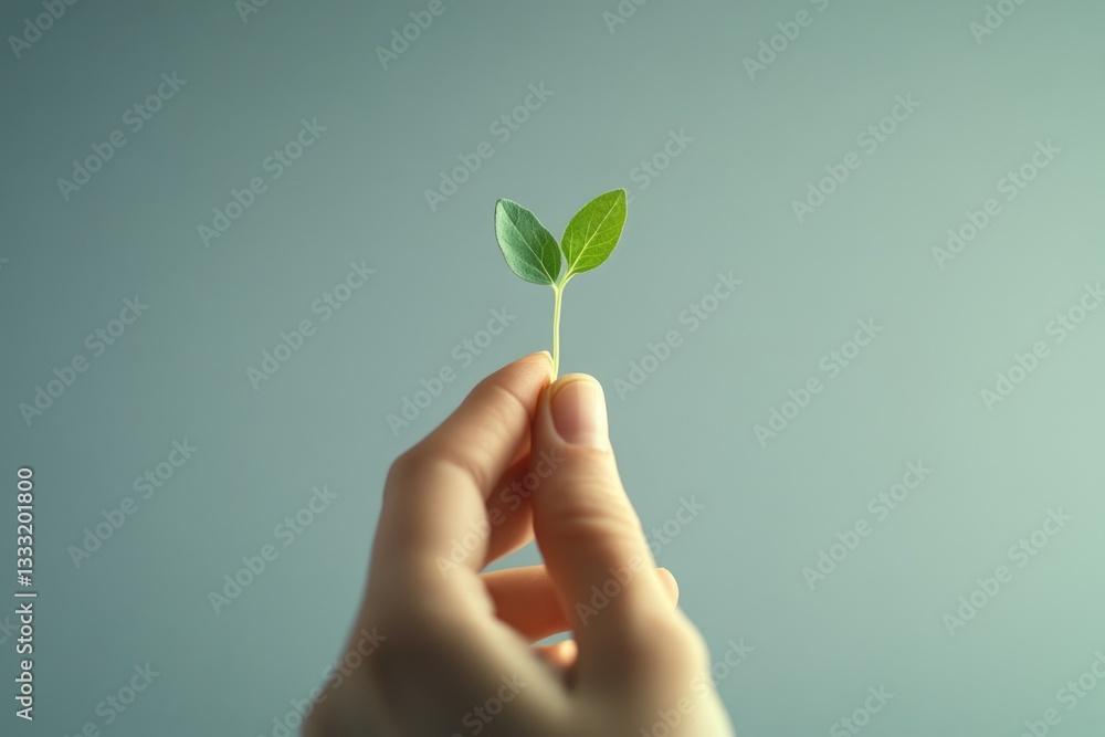 A hand gently cradles a tiny sprout, symbolizing growth, new beginnings, and environmental care. A hand gently cradles a tiny sprout, symbolizing growth, new beginnings, and environmental care.
