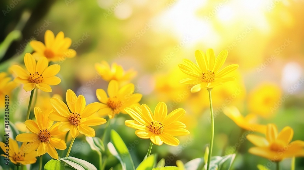 Obraz premium Bright and Sunny Spring Day with Beautiful Yellow Flowers