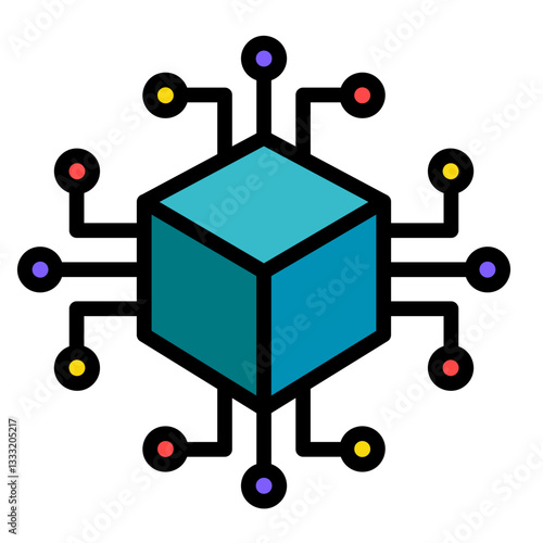 Blockchain Technology  Icon Element For Design	