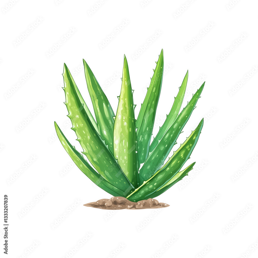 Fototapeta premium Aloe Vera Leaves Illustration – Natural Healing Plant