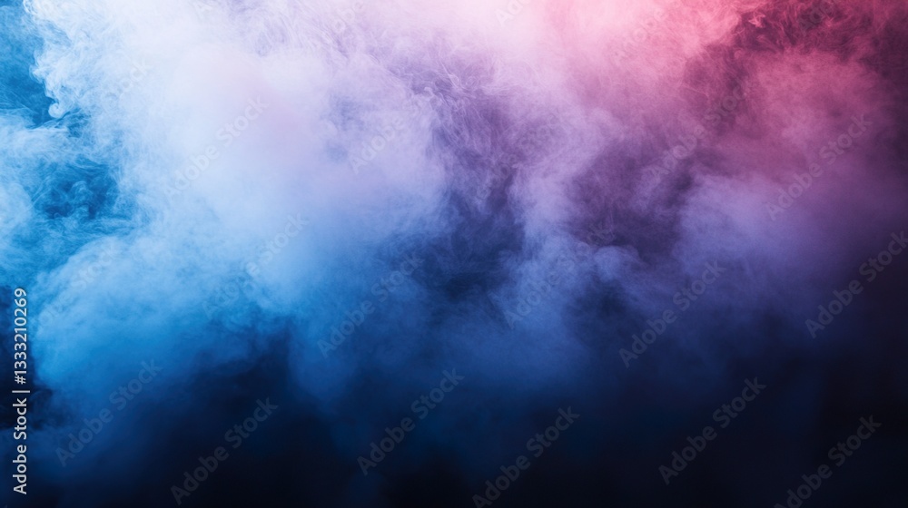 Ethereal dry ice mist blending with gradient light, evoking a serene and mysterious ambiance.