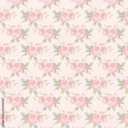 Wallpaper Mural Seamless repeating floral bouquet with rose pattern, valentine's day and love fabric Torontodigital.ca