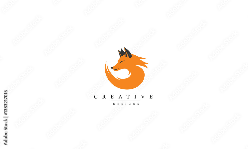 fox head with tail modern logo symbol icon black vector graphic design fox head with tail modern logo symbol icon black vector graphic design
