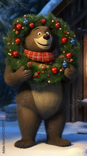Art Cartoon Bear Moment Cozy Decorating 9:16 Yule Cabin