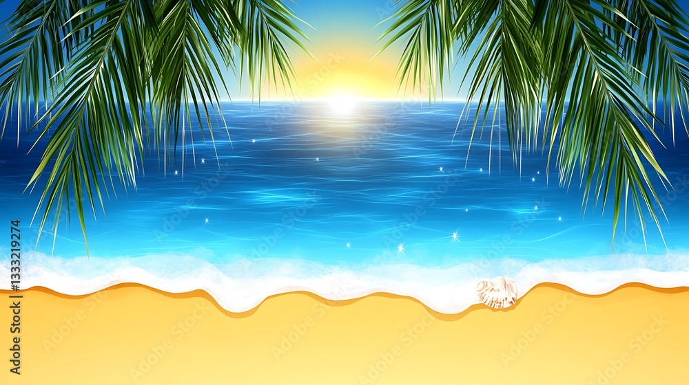 Obraz premium Tropical Sunset Beach Scene.
