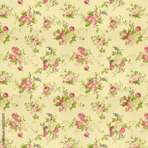 Wallpaper Mural Seamless repeating floral bouquet with rose pattern, valentine's day and love fabric Torontodigital.ca