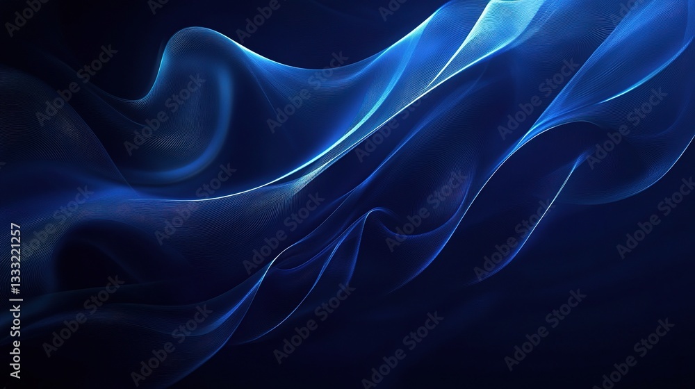 Abstract Dark Blue Waves in a Smooth Flowing Design Background Abstract Dark Blue Waves in a Smooth Flowing Design Background