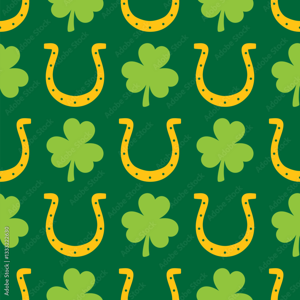 St Patricks Day seamless pattern. Green Saint Patricks Day backdrop. Vector background for textile, fabric, wallpaper, wrapping paper, etc.