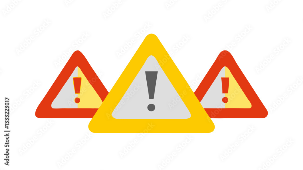 Urgent Warning Three Important Exclamation Mark Warning Signs Urgent Warning Three Important Exclamation Mark Warning Signs