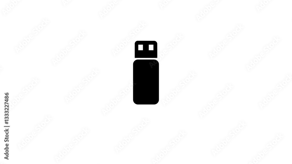 USB flash drive icon. Simple Flash Drive line black and white logotype animation. USB flash drive icon. Simple Flash Drive line black and white logotype animation.