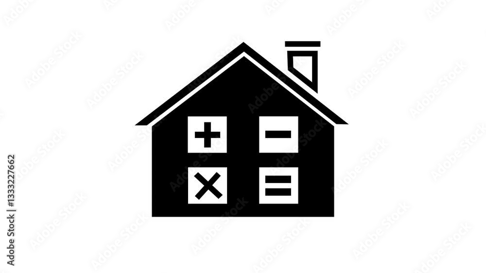 Calculator with home icon. mortgage icon. Home calculator icon logotype animation. Calculator with home icon. mortgage icon. Home calculator icon logotype animation.