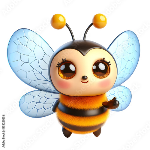 Cute 3d bee isolated on white background