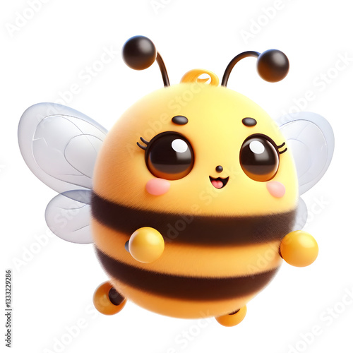 Cute 3d bee isolated on white background