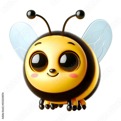 Cute 3d bee isolated on white background