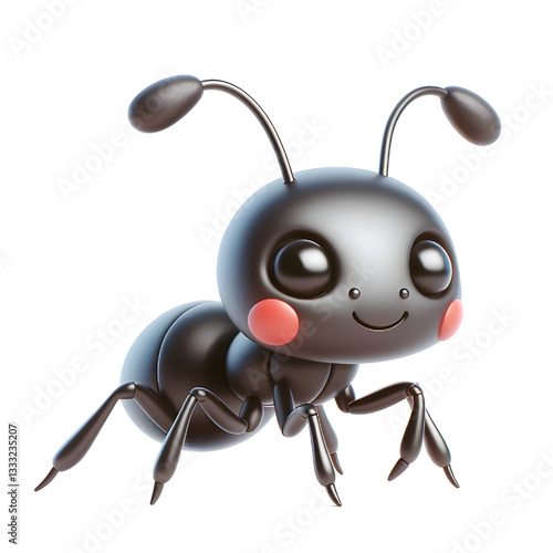 Cute 3d ant isolated on white background