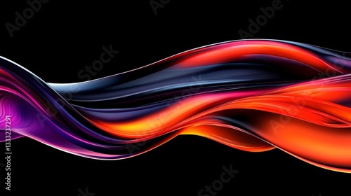 Modern abstract design featuring a black background and curving lines.
