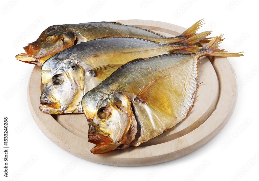 Dried moonfish isolated on white. Salty snack Dried moonfish isolated on white. Salty snack