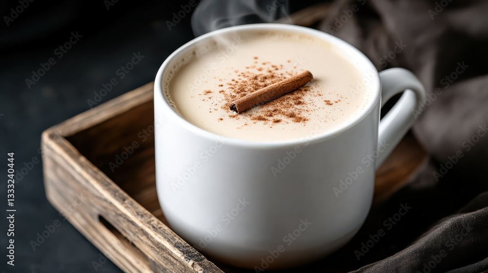 Warm Cup of Hot Coffee with Cinnamon Stick Evoking Cozy Comfort Vibes Warm Cup of Hot Coffee with Cinnamon Stick Evoking Cozy Comfort Vibes