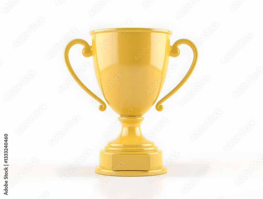 3d rendered yellow trophy cup isolated on white background symbol of victory & success 3d rendered yellow trophy cup isolated on white background symbol of victory & success