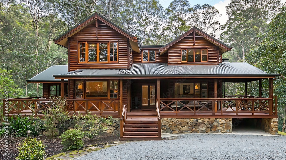Contemporary timber home with outdoor balcony and verandah Contemporary timber home with outdoor balcony and verandah