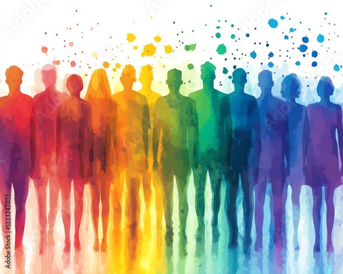abstract rainbow colored people lgbt pride celebration diversity concept illustration
