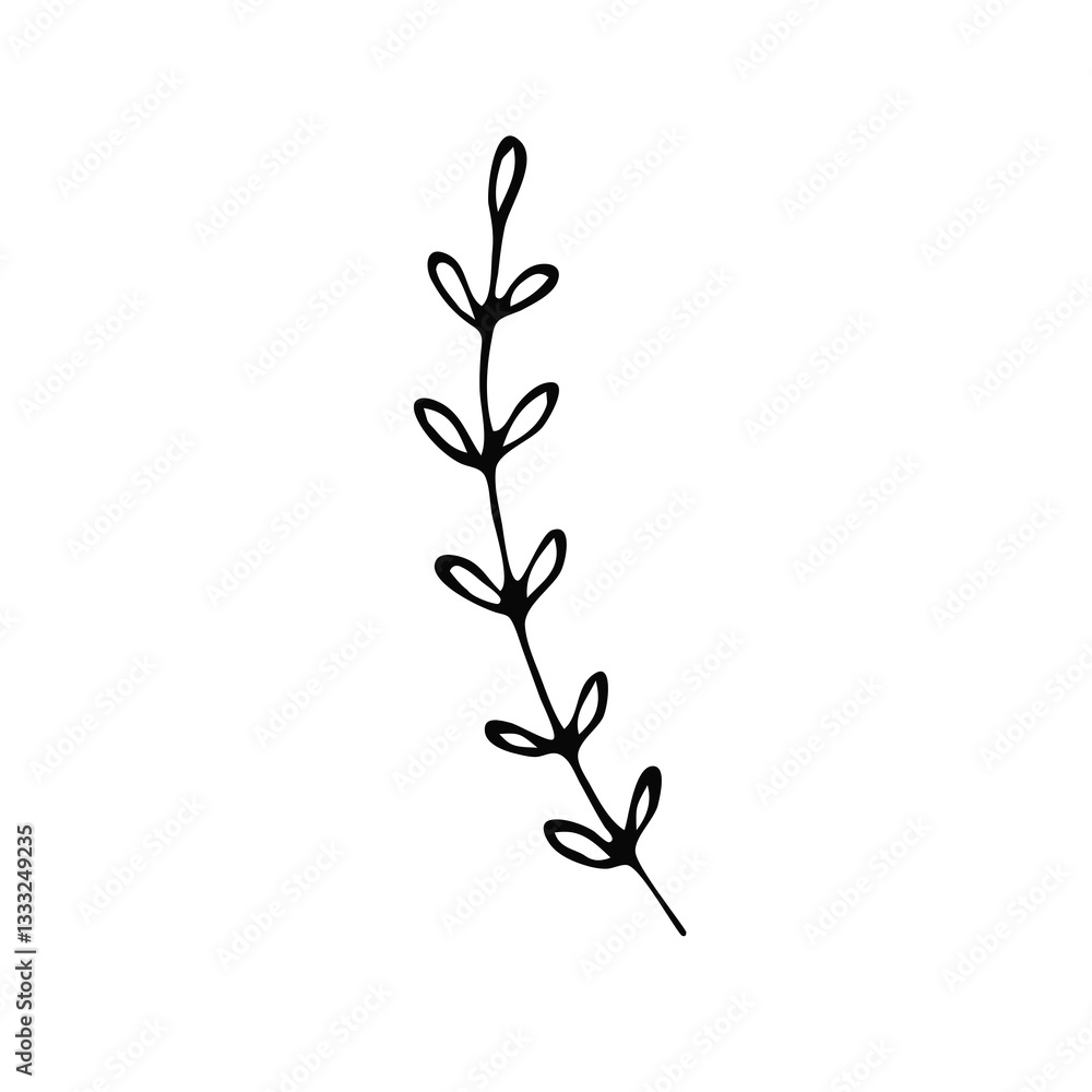 A simple illustration of a plant with a flower and a leaf A simple illustration of a plant with a flower and a leaf