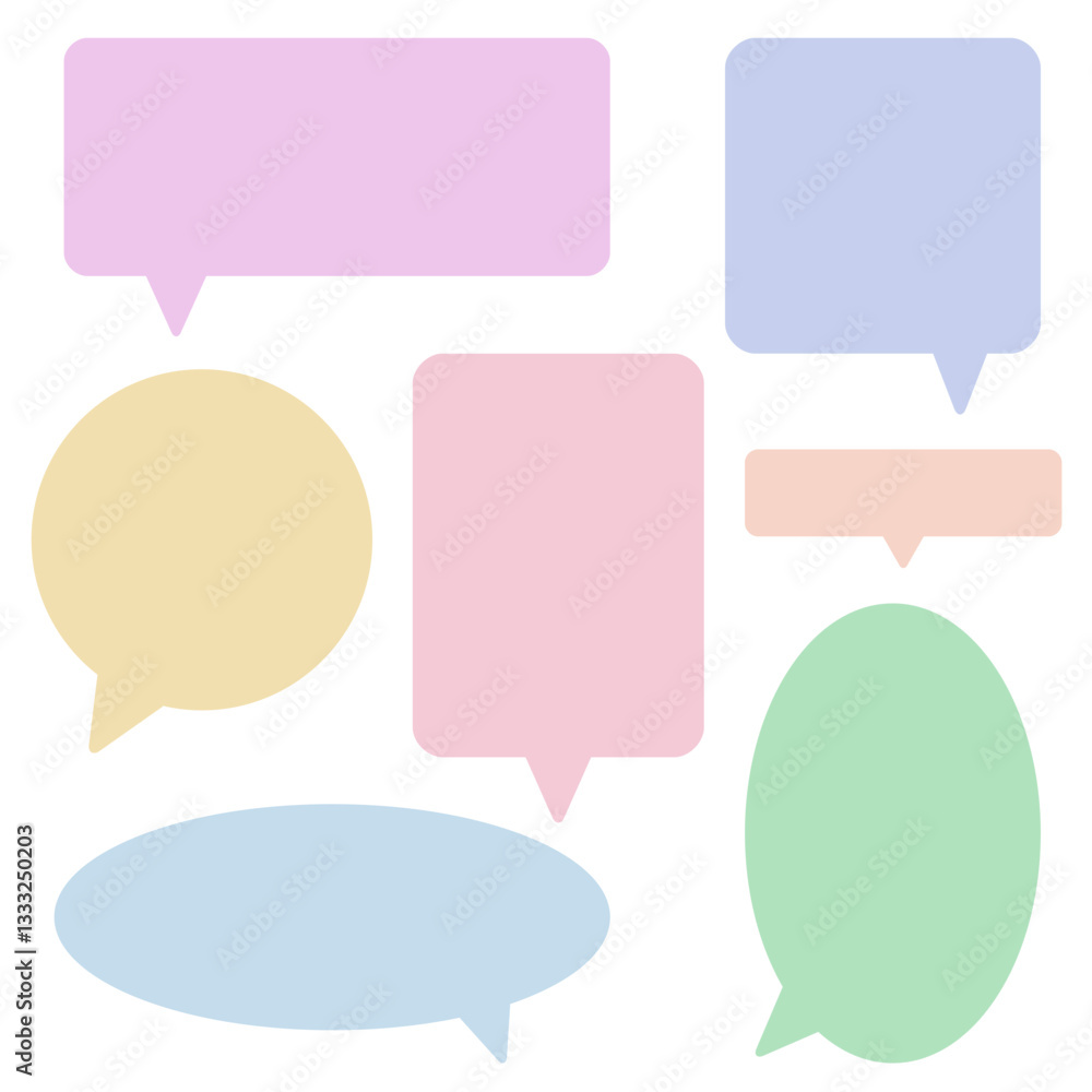 Set of speech bubbles in pastel colors Set of speech bubbles in pastel colors