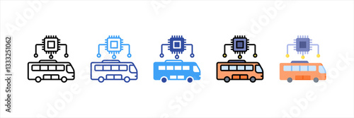 Autonomous Vehicle Multi Style Icon Set