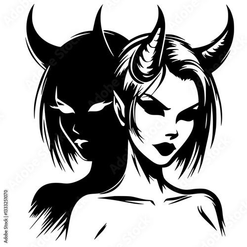 Devil woman silhouette