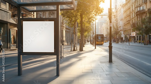 Wallpaper Mural Blank Billboard Mockup at Bus Stop City Street Advertising Space Torontodigital.ca
