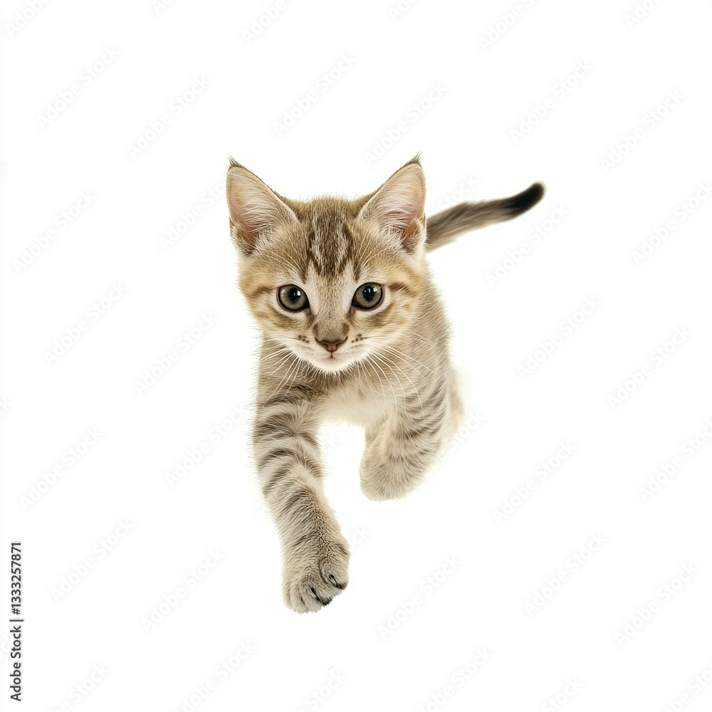 A Cute cat running, on a white background A Cute cat running, on a white background