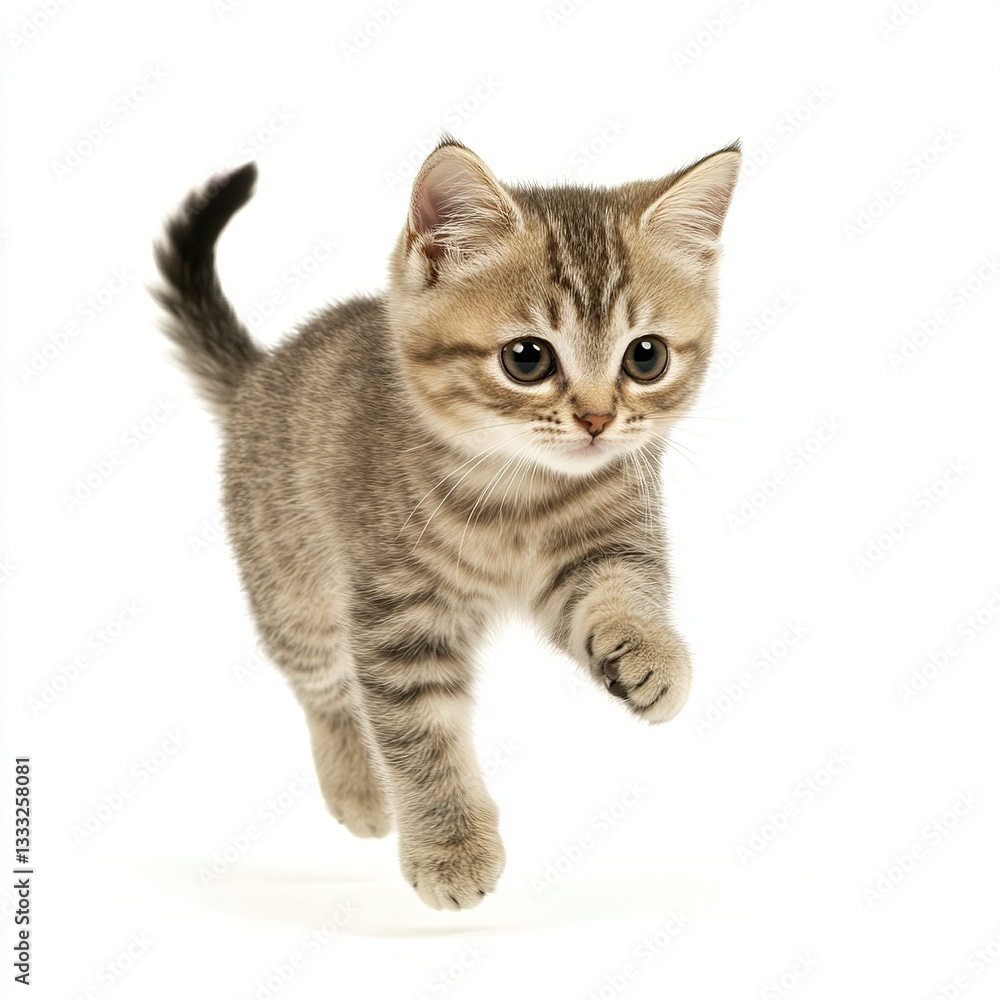 Obraz premium A Cute cat running, on a white background