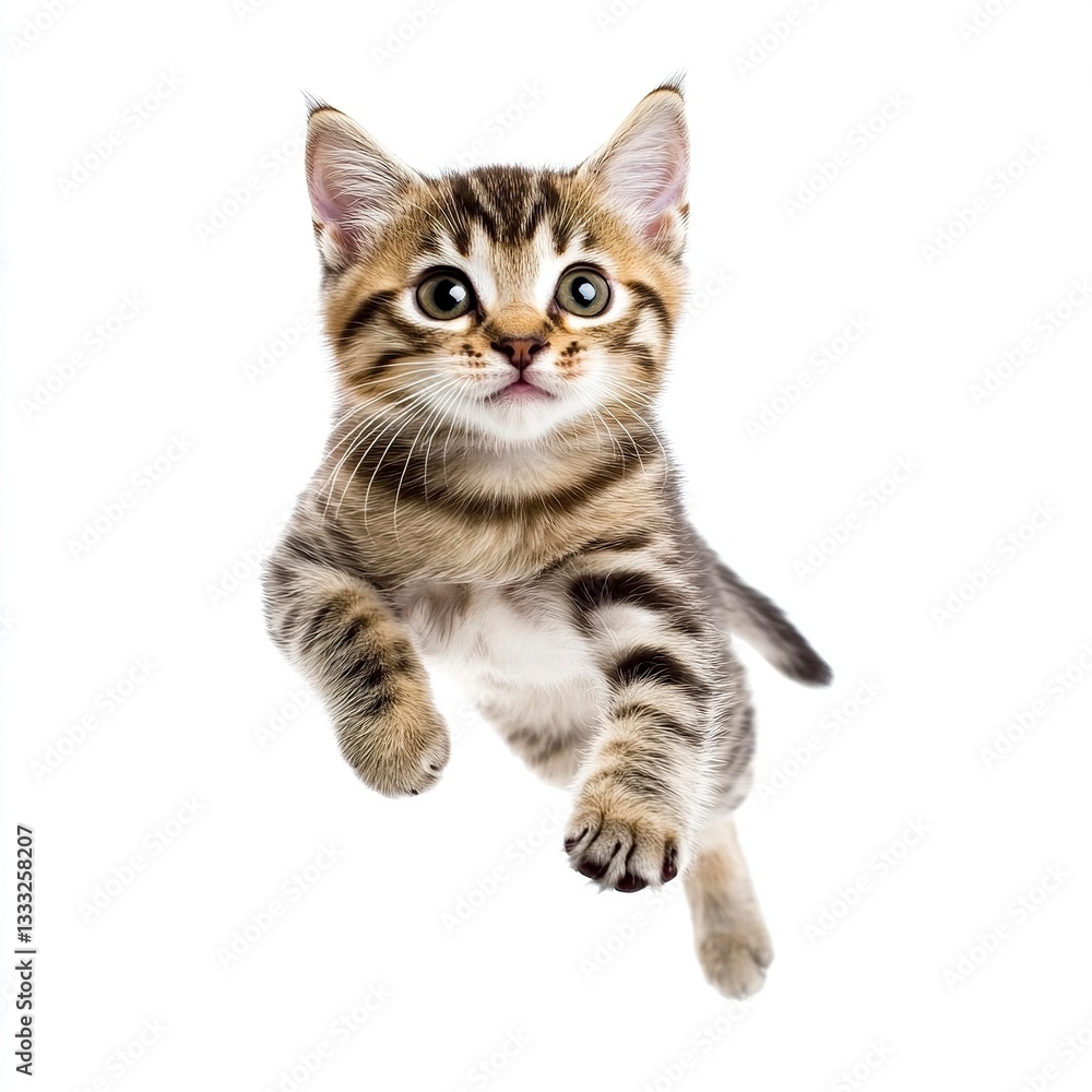 A Cute cat running, on a white background A Cute cat running, on a white background