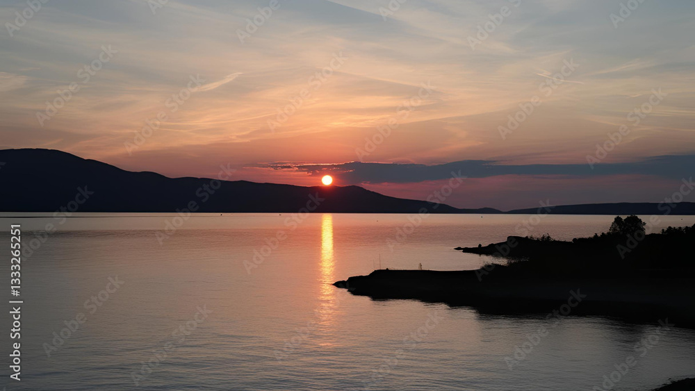 Naklejka premium View of the sunset landscape