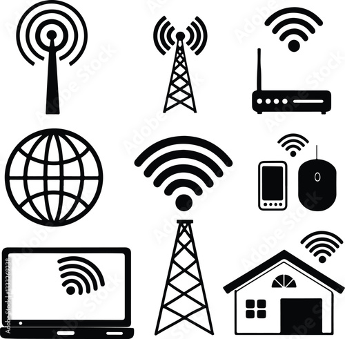 Wireless network Wi-Fi signal icon vector illustration wireless connection icon set over white background. technology concept. vector illustration