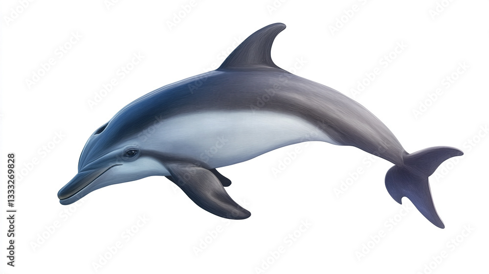 dolphin isolated on white background, showcasing its sleek form dolphin isolated on white background, showcasing its sleek form
