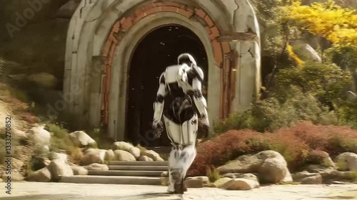 Wallpaper Mural The robot stood guard at the desert castle, its sensors alert for any signs of intruders. Torontodigital.ca