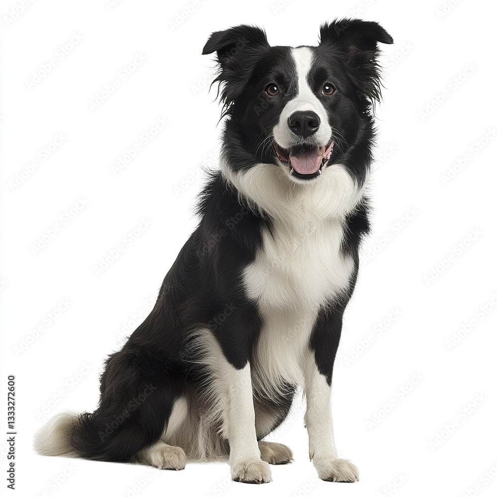 happy Border Collie sitting against white background happy Border Collie sitting against white background