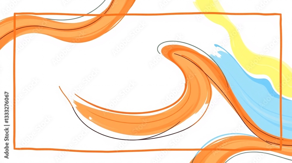 Obraz premium yellow abstract wavy background with smooth flowing lines, perfect for social media templates and digital banners