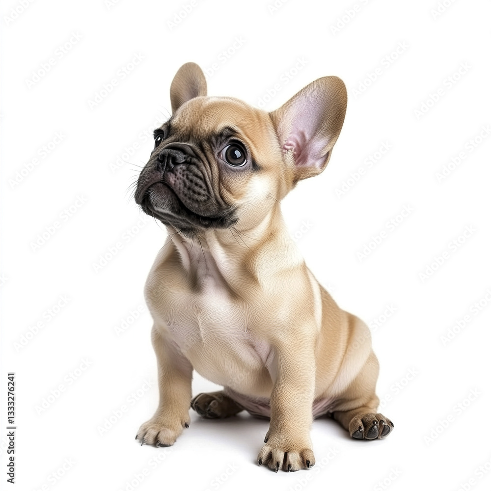 Adorable French bulldog puppy sitting on white background Adorable French bulldog puppy sitting on white background