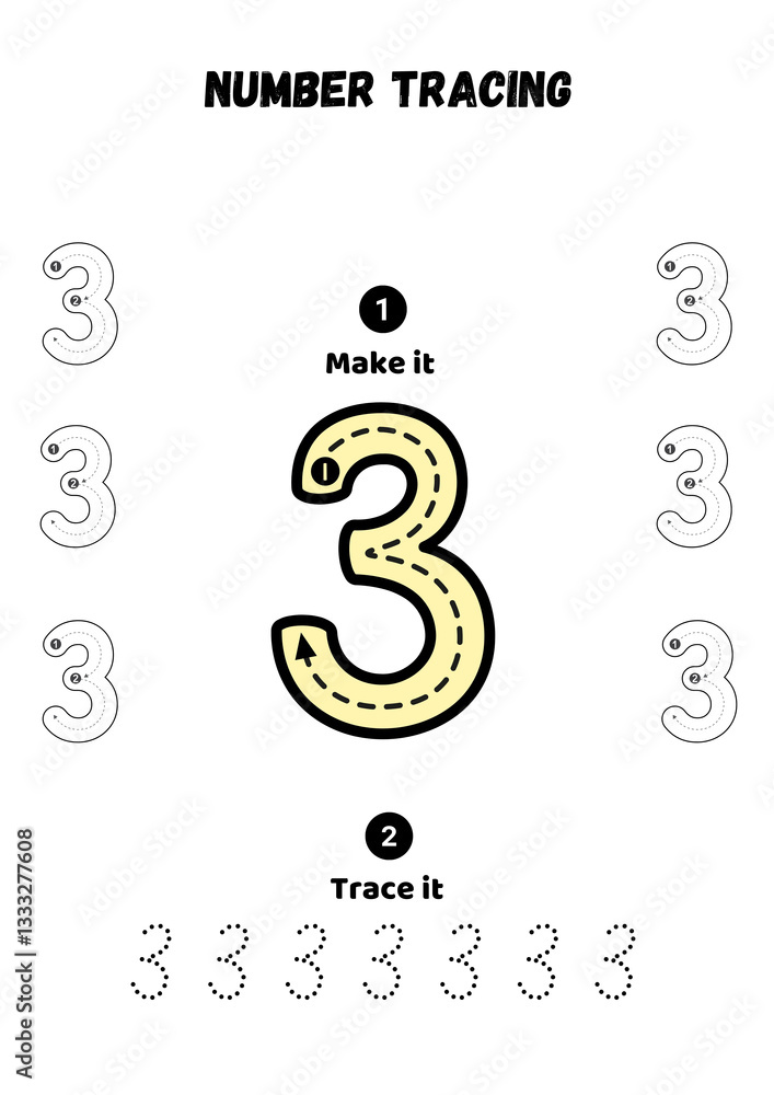 Introduce your child to the 3 Number Tracing Worksheet & Coloring Page a fun and educational printable designed for toddlers, preschoolers, and kindergarten learners. Introduce your child to the 3 Number Tracing Worksheet & Coloring Page a fun and educational printable designed for toddlers, preschoolers, and kindergarten learners.