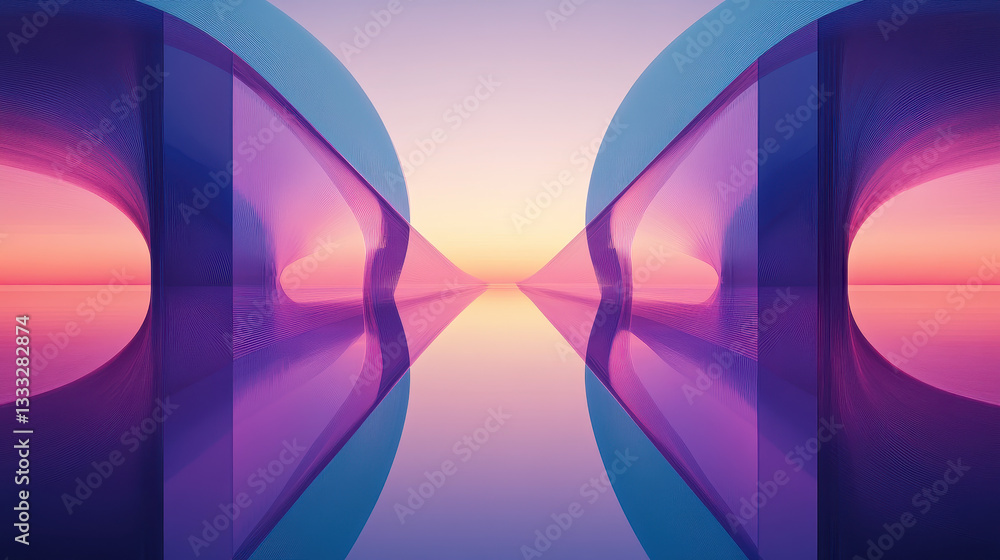A digital art background with abstract shapes in purple and pink A digital art background with abstract shapes in purple and pink