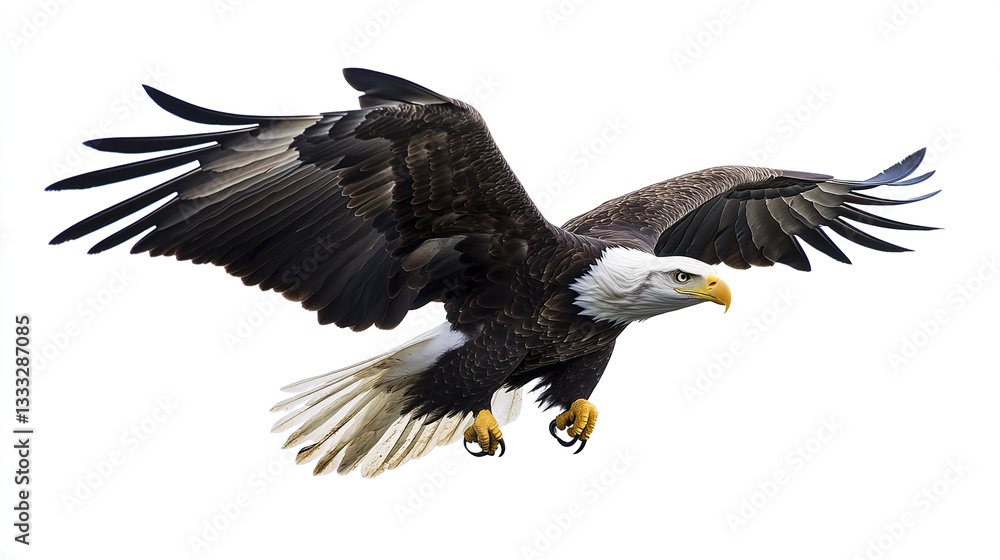 Obraz premium American bald eagle flying with wings spread wide