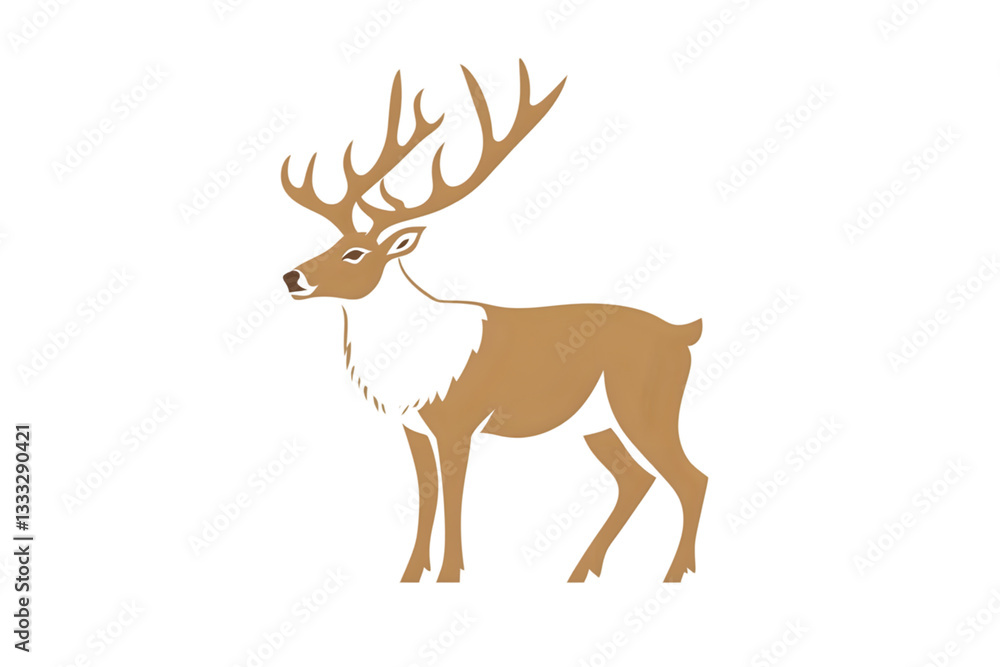 Fototapeta premium Majestic Deer with Large Antlers Illustration